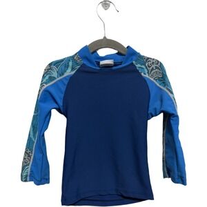 Tuga Sunwear Boys Rash Guard Blue Tribal Print UPF 50+ Swim Shirt 12-18M